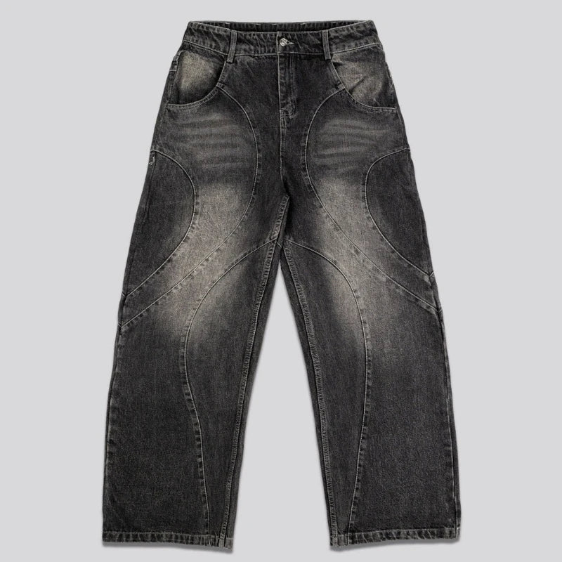 Deeptown Y2k Gothic Punk Washed Women Jeans Harajuku Wide Leg American Vintage Men Denim Pants Baggy Hip Hop Streetwear Trousers